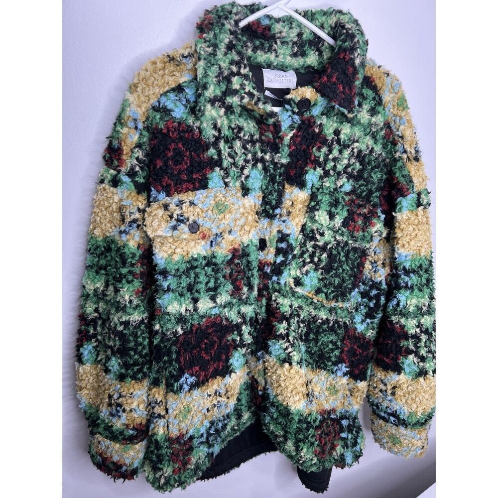 NWT Urban Outfitters Womens Teddy Coat Jacket Sherpa Button Pockets Size Large - Picture 2 of 8